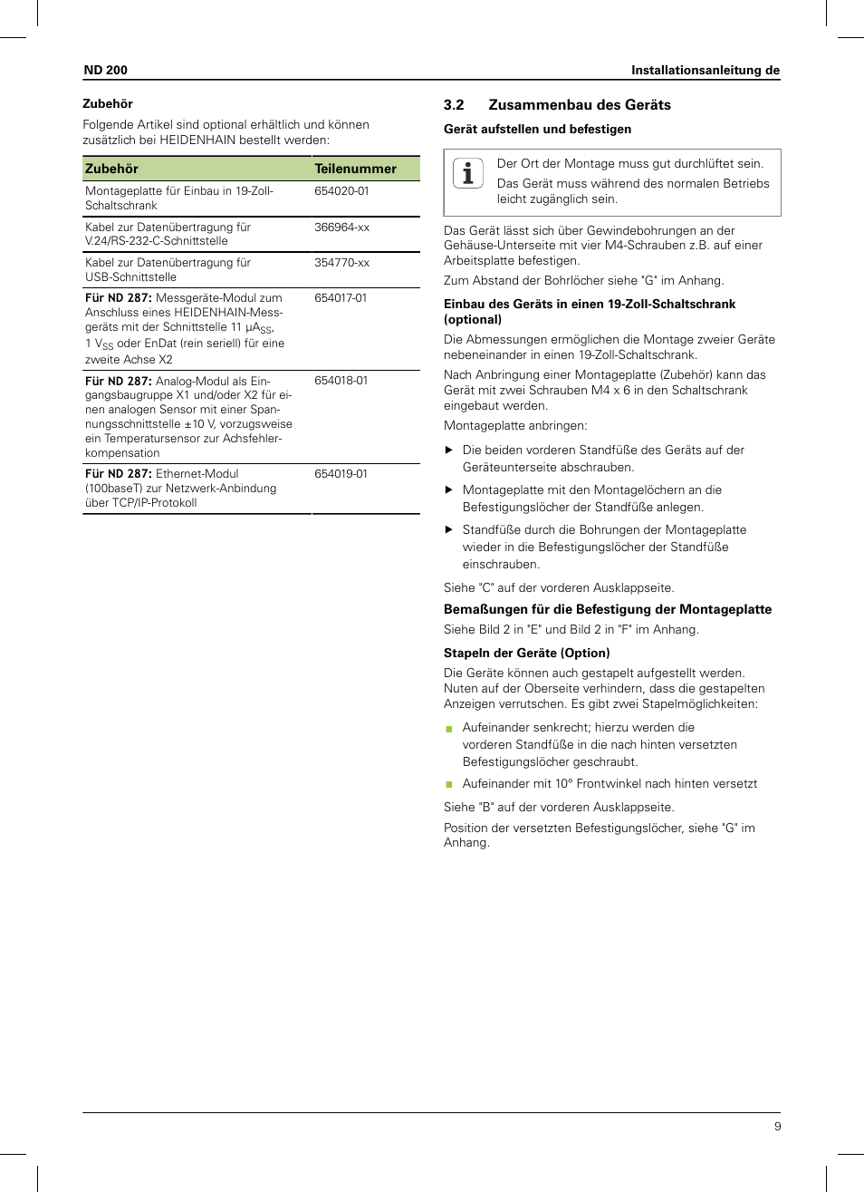 2 zusammenbau des geräts | HEIDENHAIN ND 200 User Manual | Page 7 / 156