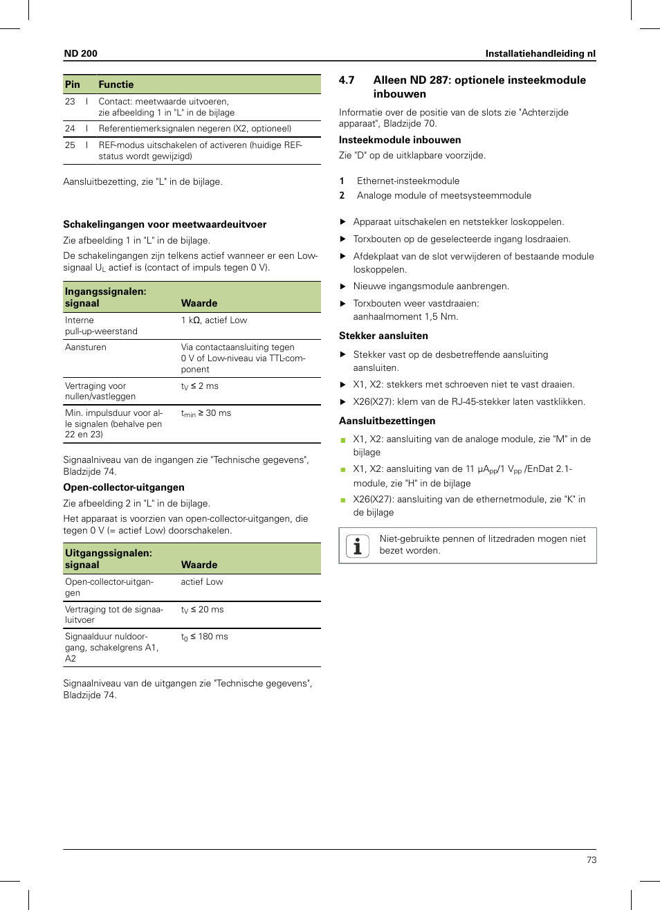 7 alleen nd 287: optionele insteekmodule inbouwen | HEIDENHAIN ND 200 User Manual | Page 71 / 156