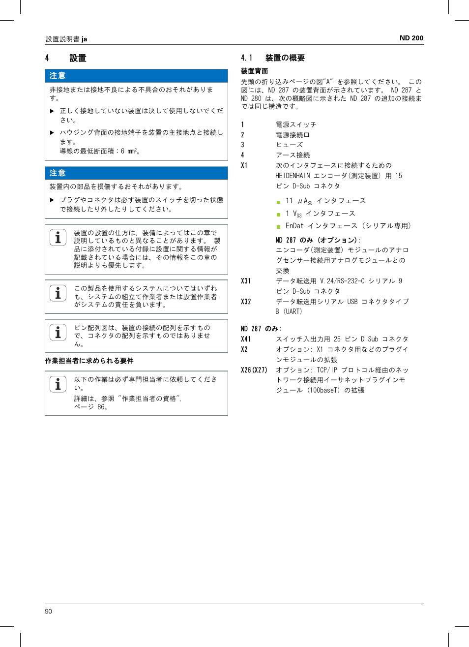 4 設置, 1 装置の概要 | HEIDENHAIN ND 200 User Manual | Page 88 / 156