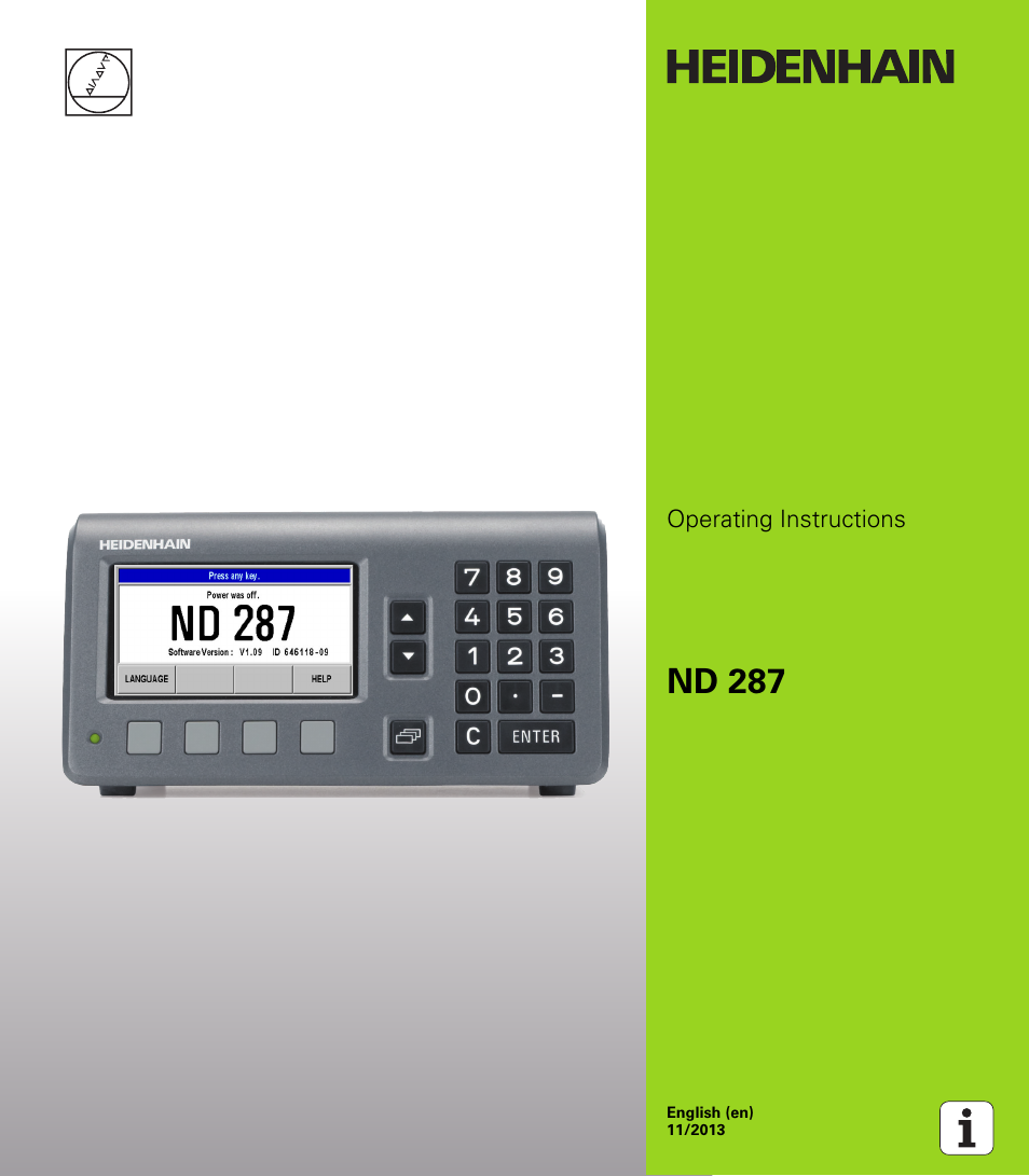 HEIDENHAIN ND 287 User Manual User Manual | 147 pages