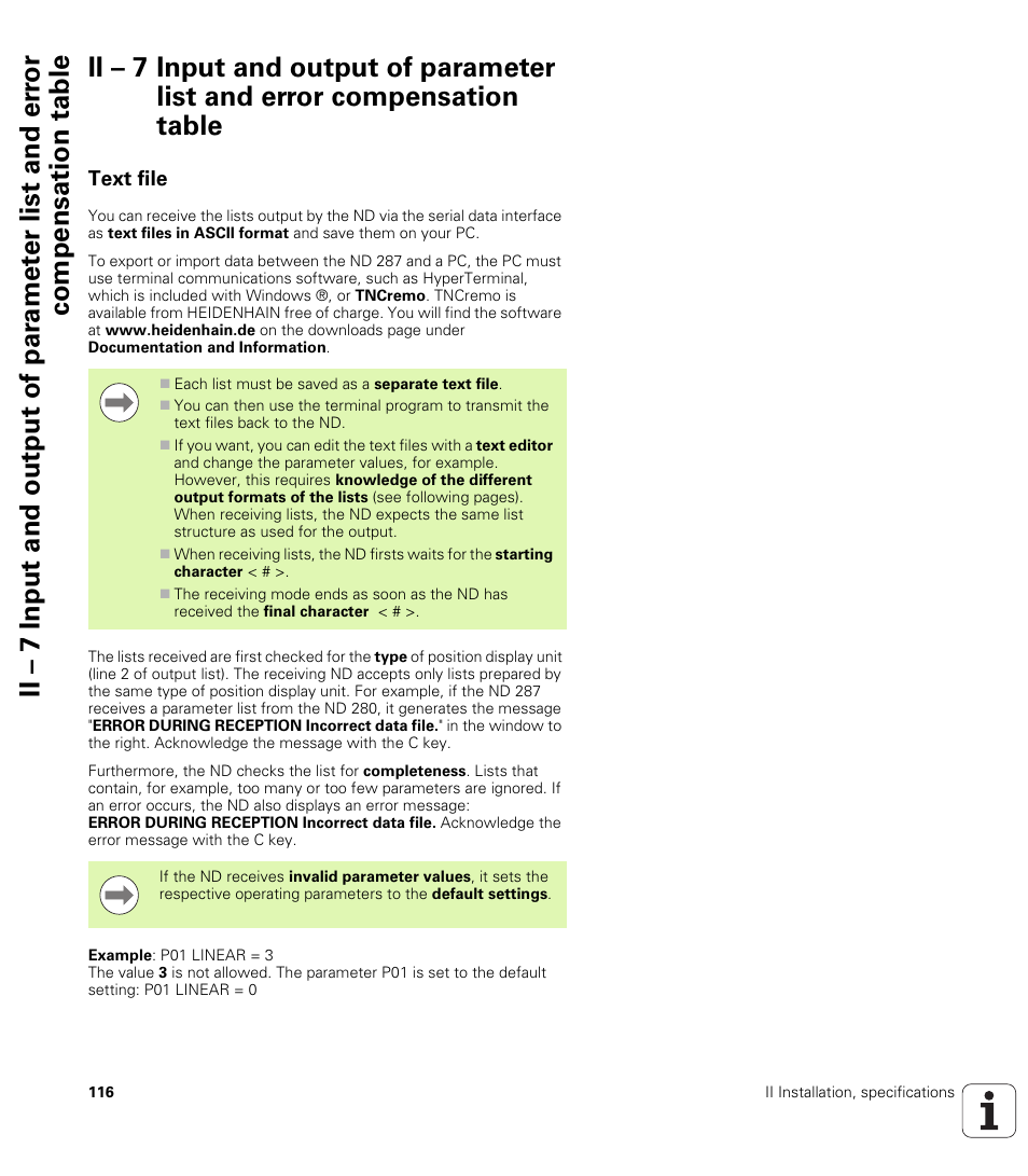 Text file | HEIDENHAIN ND 287 User Manual User Manual | Page 116 / 147