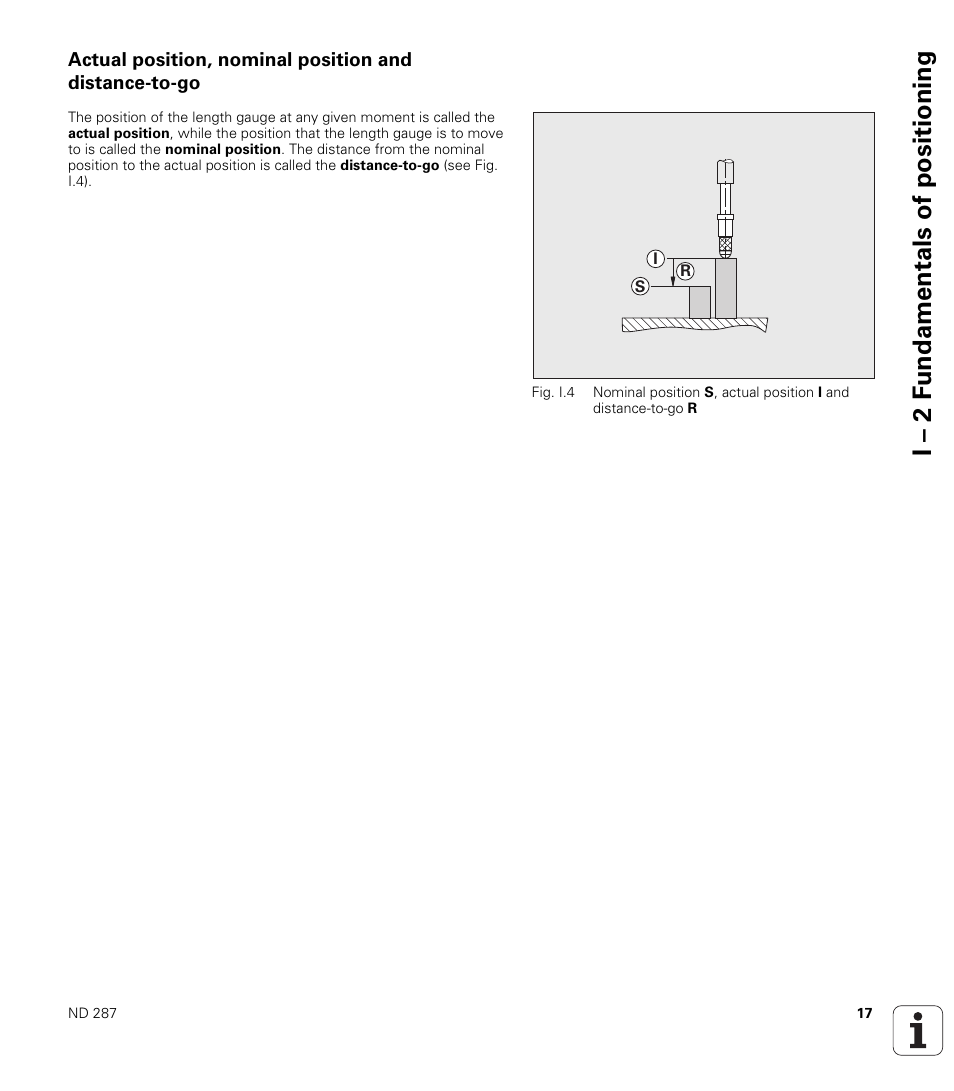 I – 2 f undamentals of positioning | HEIDENHAIN ND 287 User Manual User Manual | Page 17 / 147