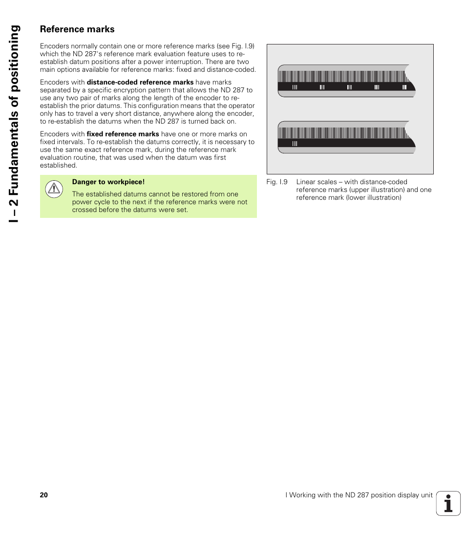 Reference marks, I – 2 f undamentals of positioning | HEIDENHAIN ND 287 User Manual User Manual | Page 20 / 147