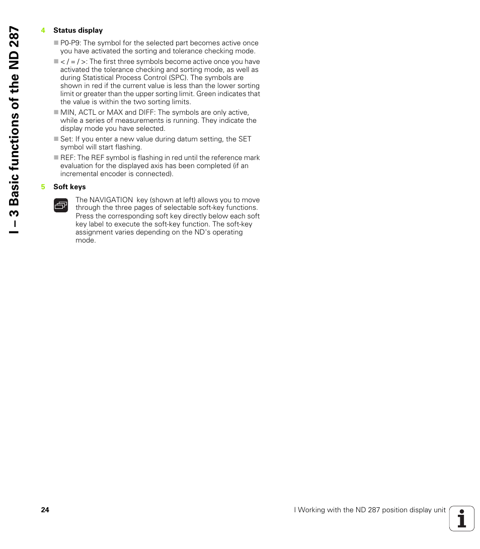 I – 3 basic functions of the n d 2 87 | HEIDENHAIN ND 287 User Manual User Manual | Page 24 / 147