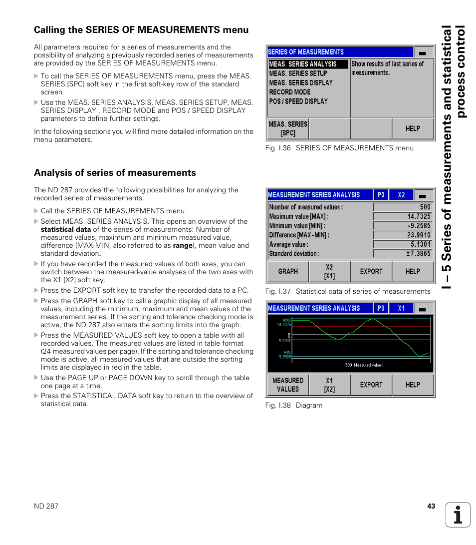 Calling the series of measurements menu, Analysis of series of measurements | HEIDENHAIN ND 287 User Manual User Manual | Page 43 / 147