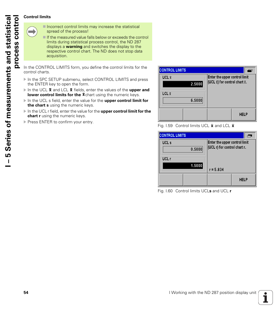 Control limits | HEIDENHAIN ND 287 User Manual User Manual | Page 54 / 147