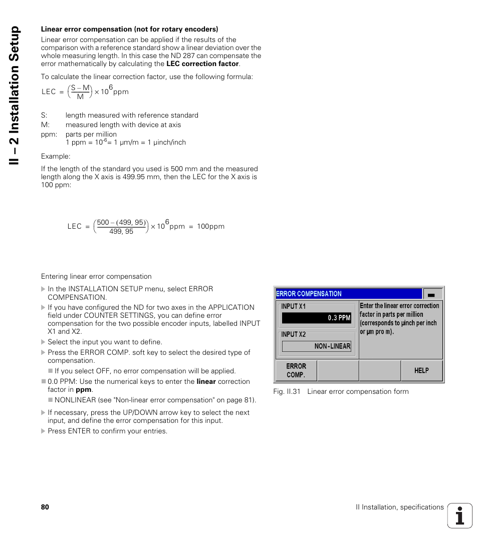 Ii – 2 installation set u p | HEIDENHAIN ND 287 User Manual User Manual | Page 80 / 147