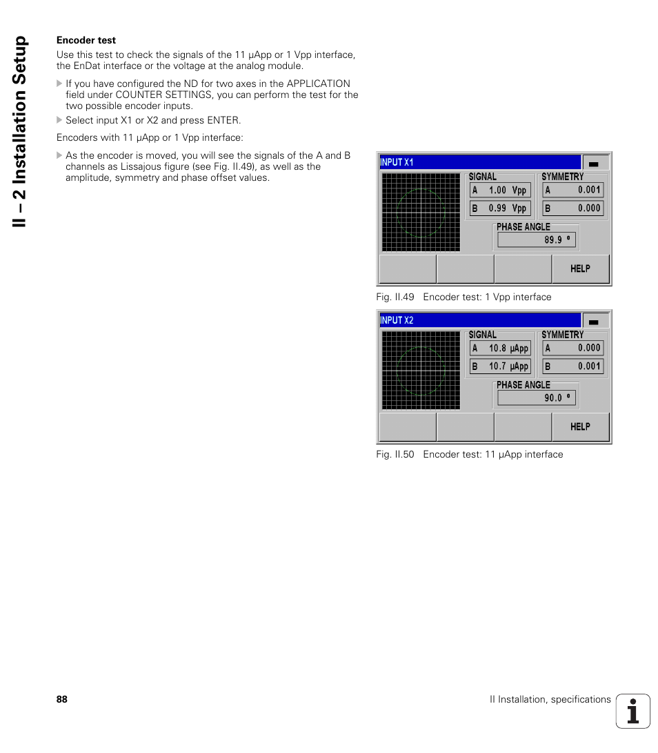 Encoder test, Ii – 2 installation set u p | HEIDENHAIN ND 287 User Manual User Manual | Page 88 / 147