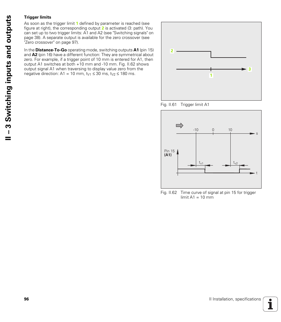 Trigger limits, Ii – 3 s w itc h ing inputs and outputs | HEIDENHAIN ND 287 User Manual User Manual | Page 96 / 147