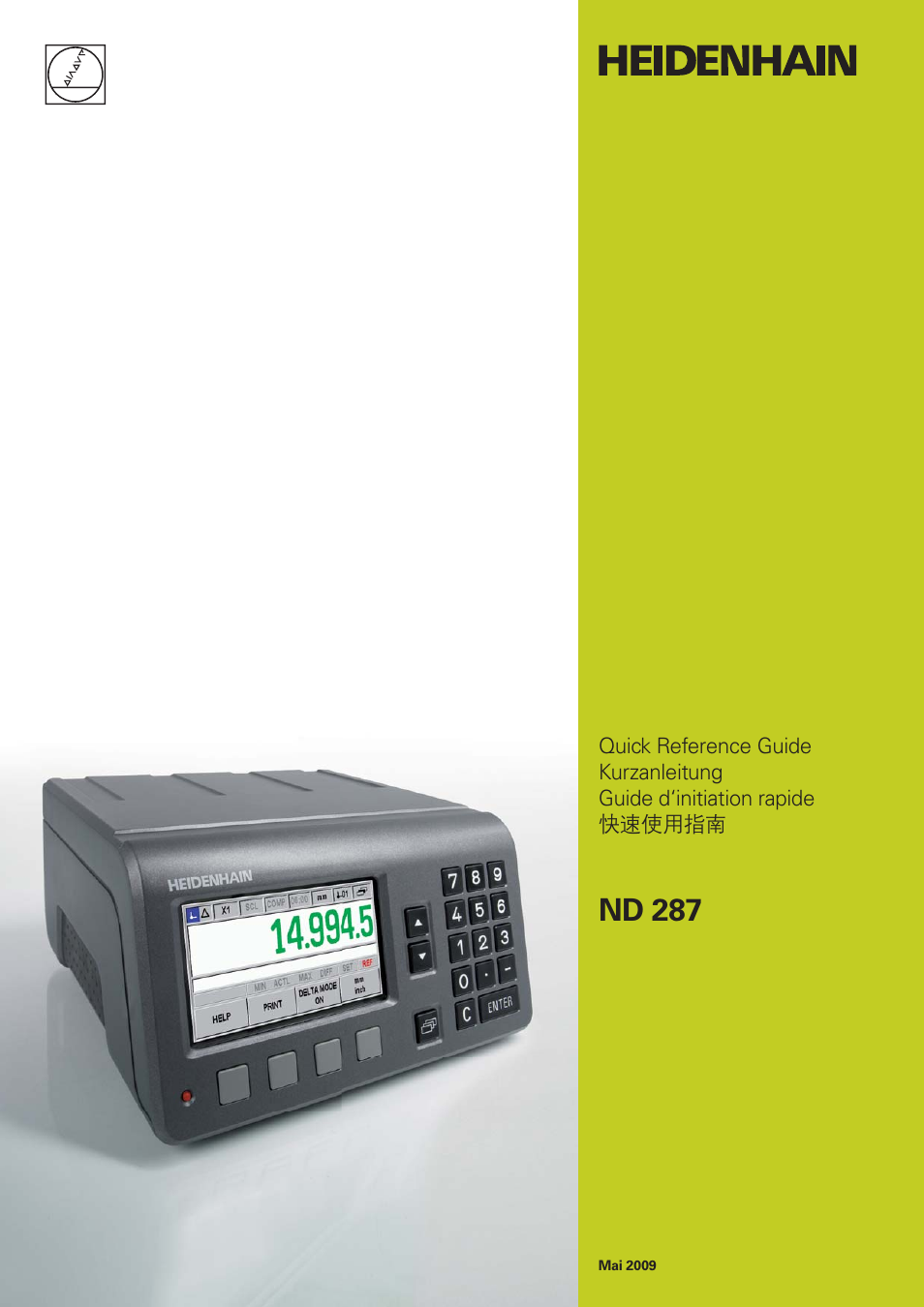 HEIDENHAIN ND 287 Quick Start User Manual | 26 pages