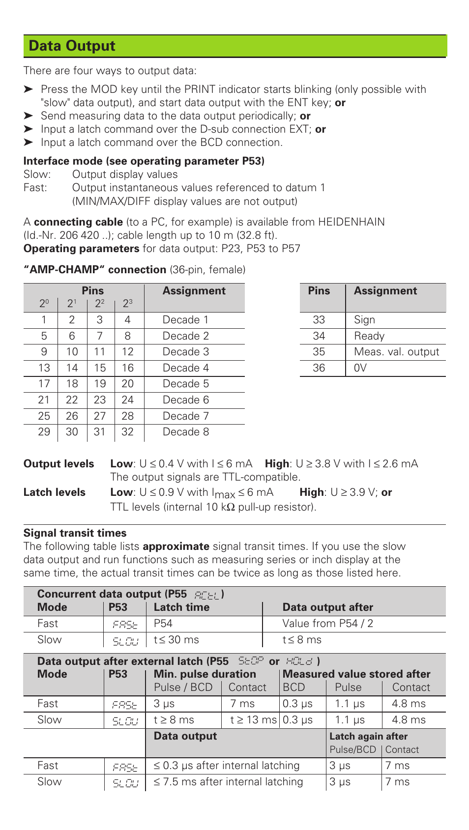 Data output | HEIDENHAIN ND 286 User Manual | Page 4 / 10