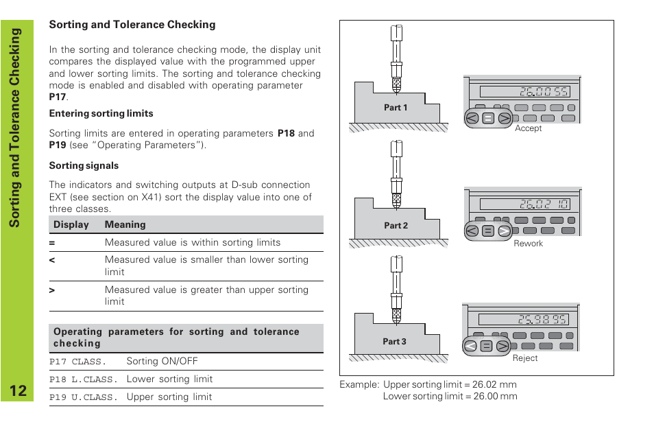 Sorting and tolerance checking | HEIDENHAIN ND 282 B User Manual | Page 12 / 39