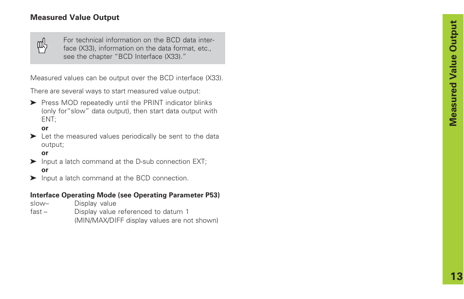 Measured value output | HEIDENHAIN ND 282 B User Manual | Page 13 / 39