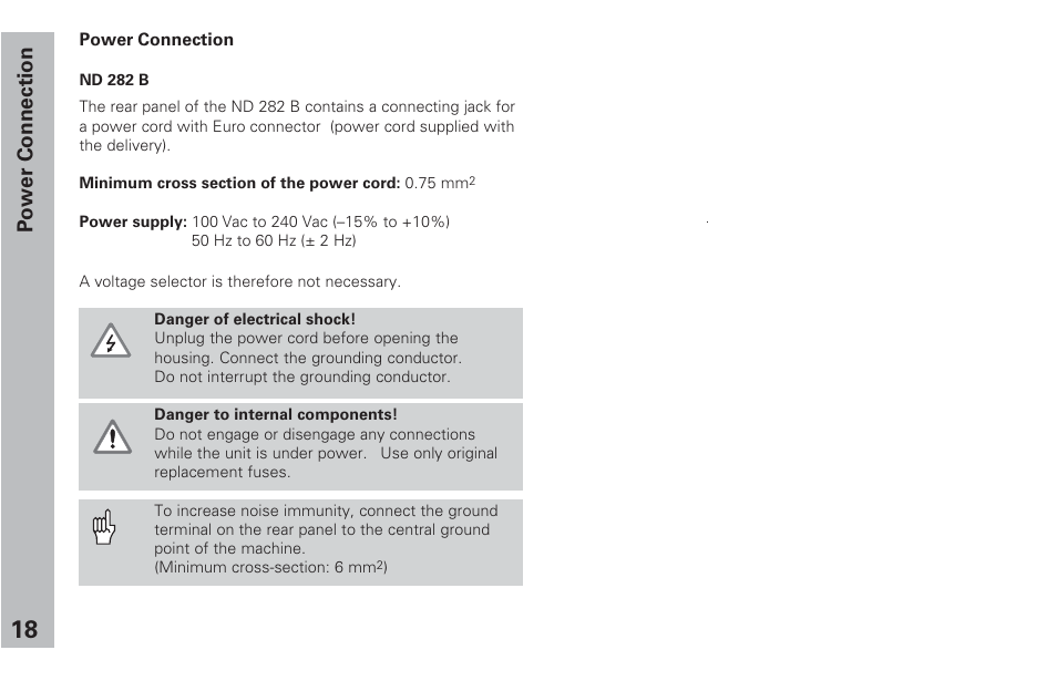 Power connection | HEIDENHAIN ND 282 B User Manual | Page 18 / 39
