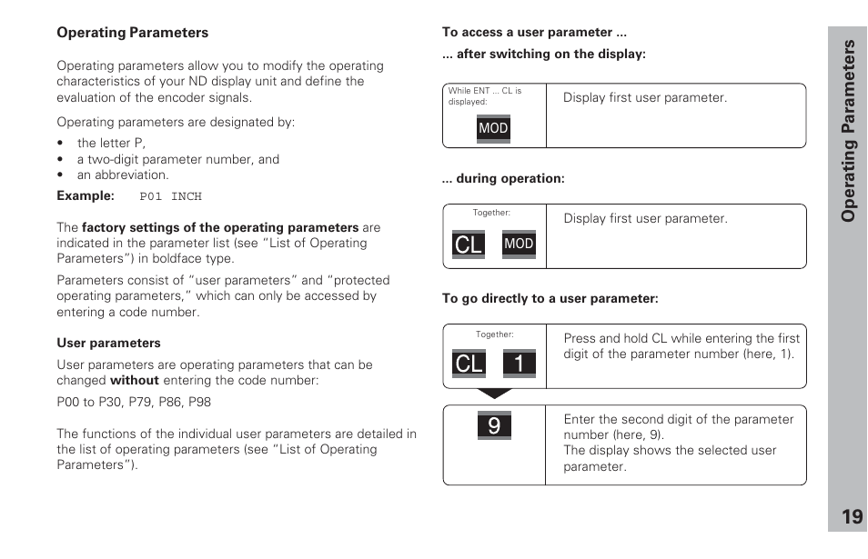 Operating parameters | HEIDENHAIN ND 282 B User Manual | Page 19 / 39