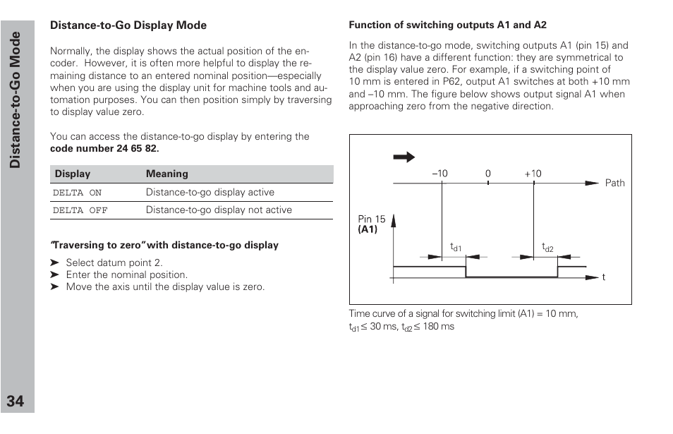 Distance-to-go mode | HEIDENHAIN ND 282 B User Manual | Page 34 / 39