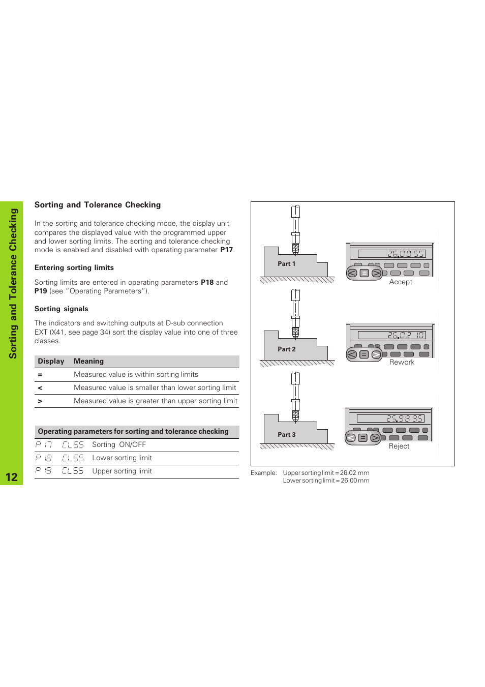 Sorting and tolerance checking | HEIDENHAIN NPD 281 v.3 User Manual | Page 12 / 44