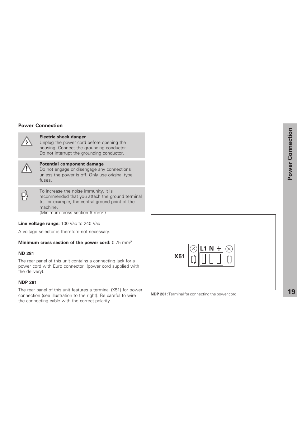 Power connection, X 51, Nl1 x51 | HEIDENHAIN NPD 281 v.3 User Manual | Page 19 / 44