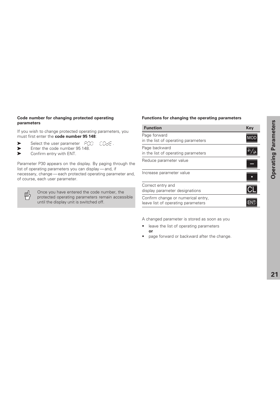 Operating parameters | HEIDENHAIN NPD 281 v.3 User Manual | Page 21 / 44