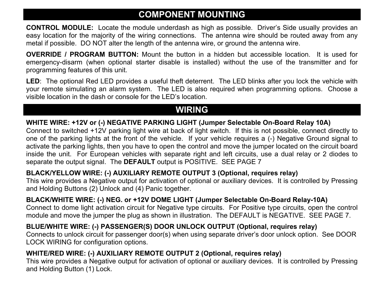 Component mounting, Wiring | Crimestopper Security Products CS-865RKE User Manual | Page 3 / 12