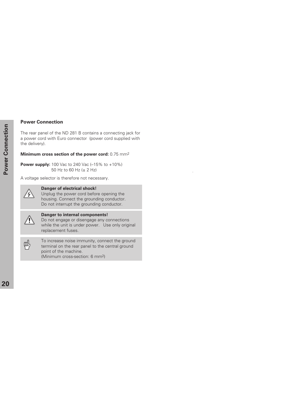 Power connection | HEIDENHAIN ND 281 B v.1 User Manual | Page 20 / 53