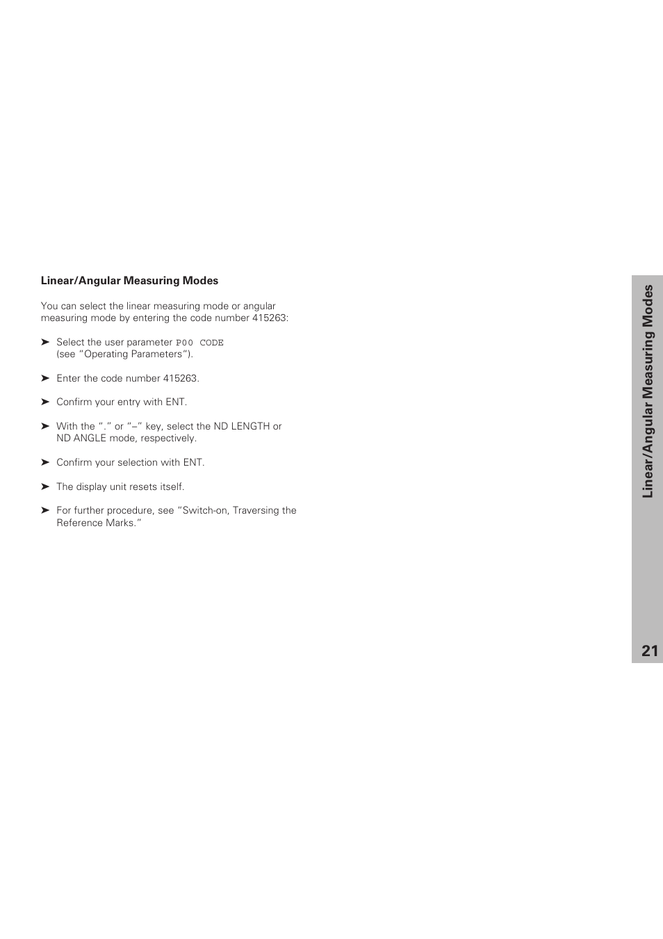 Linear/angular measuring modes | HEIDENHAIN ND 281 B v.1 User Manual | Page 21 / 53