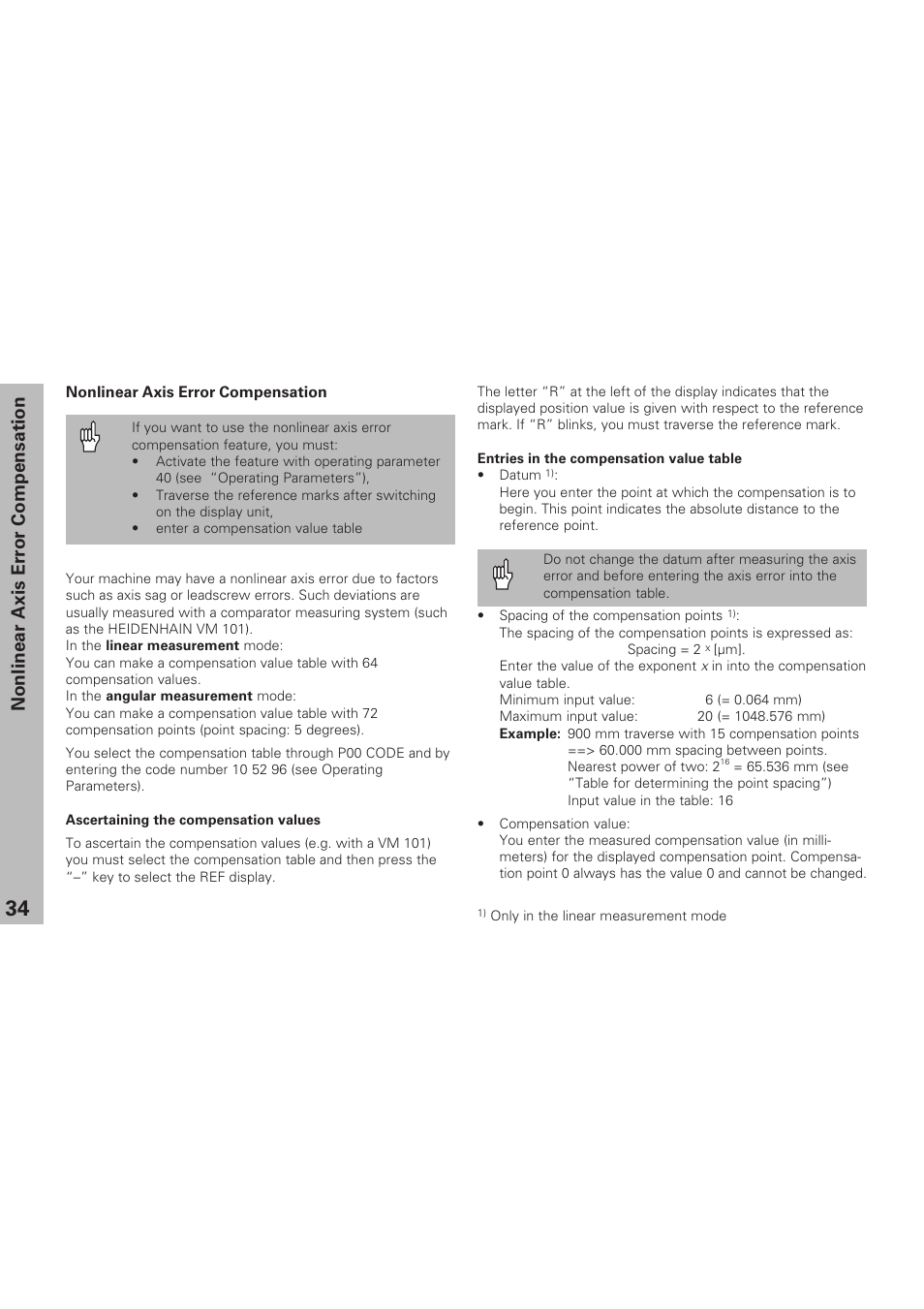 Nonlinear axis error compensation | HEIDENHAIN ND 281 B v.1 User Manual | Page 34 / 53