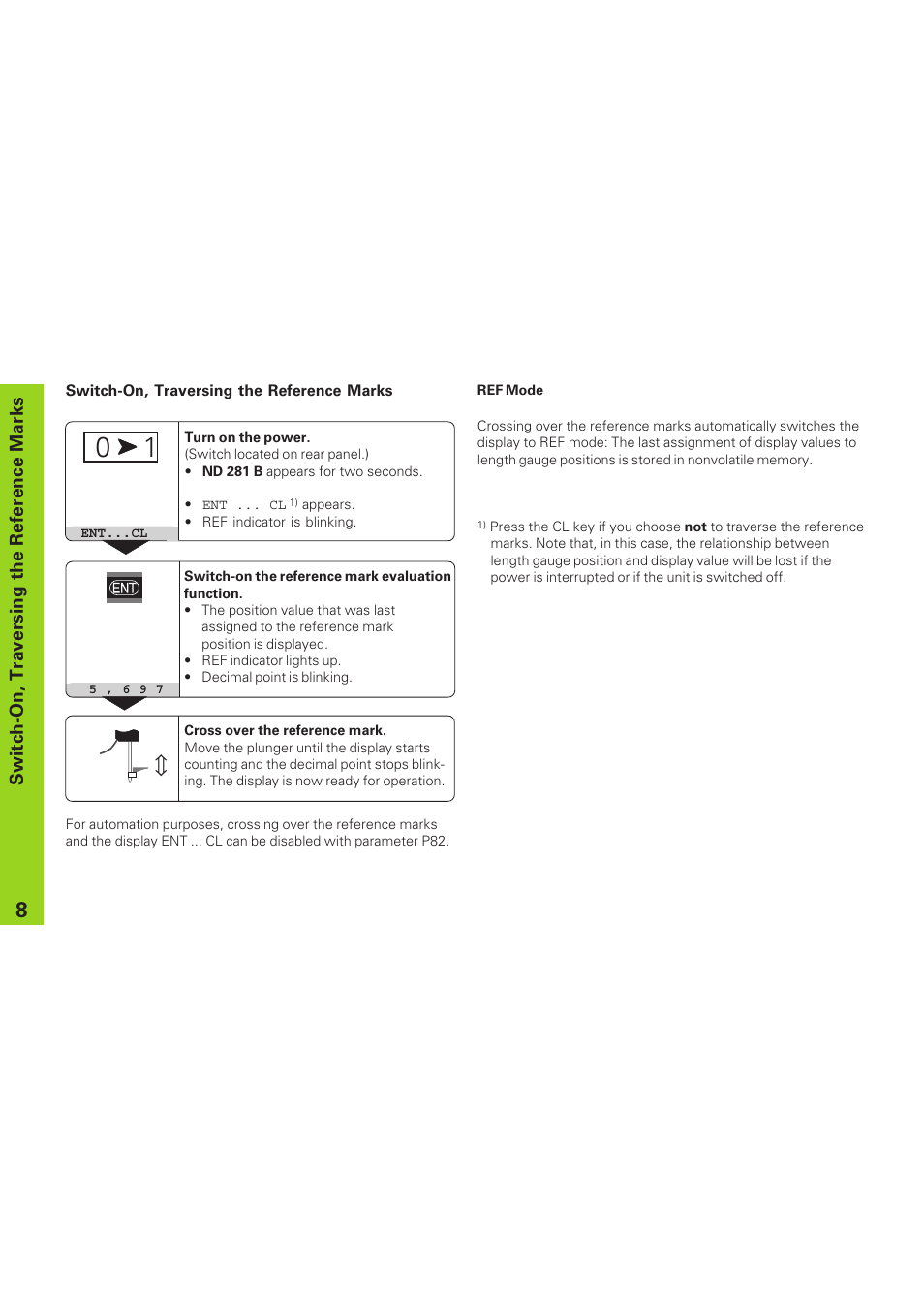 Switch-on, traversing the reference marks | HEIDENHAIN ND 281 B v.1 User Manual | Page 8 / 53
