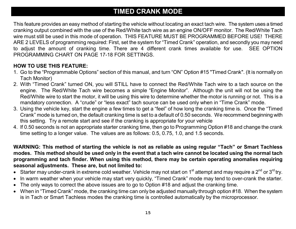Timed crank mode | Crimestopper Security Products RS-1304DP User Manual | Page 15 / 28