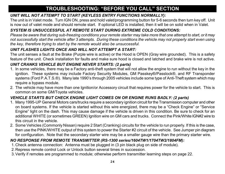 Crimestopper Security Products RS-1304DP User Manual | Page 24 / 28