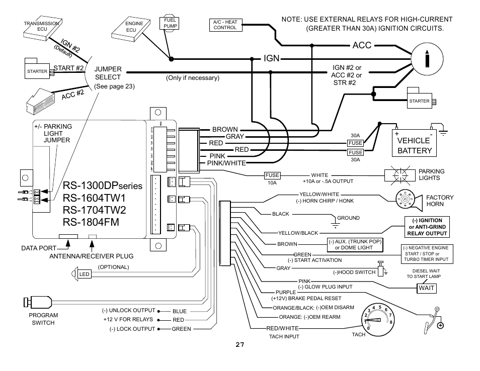 Rs-1300dp, Series, Battery | Vehicle | Crimestopper Security Products RS-1304DP User Manual | Page 27 / 28