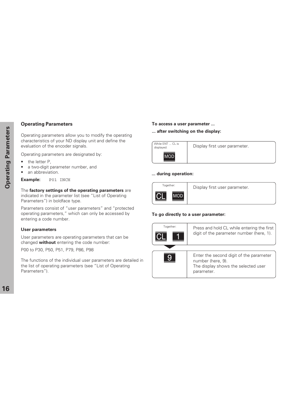 Operating parameters | HEIDENHAIN ND 231 B v.1 User Manual | Page 16 / 44