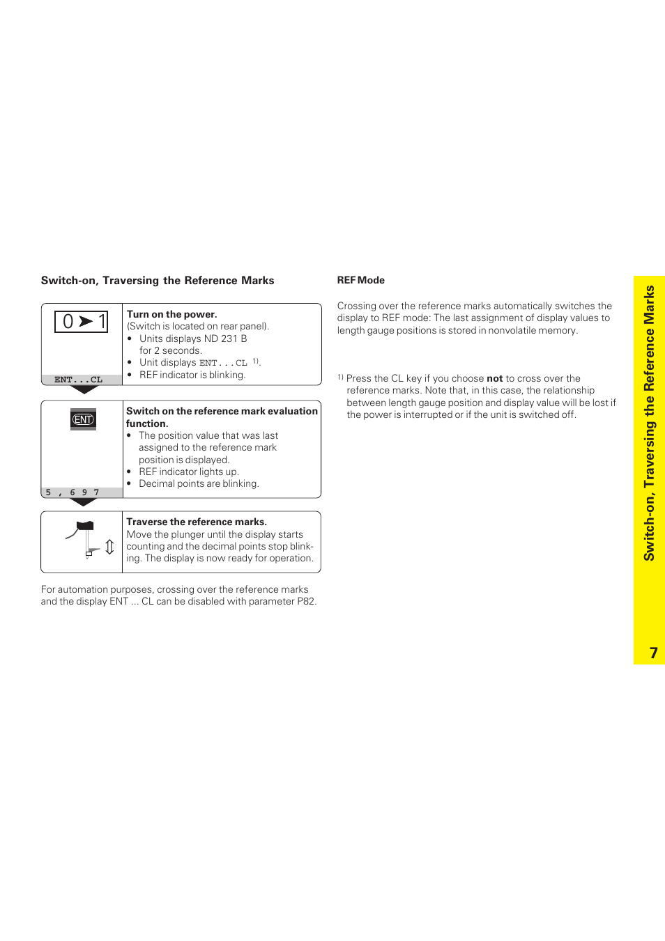 Switch-on, traversing the reference points | HEIDENHAIN ND 231 B v.1 User Manual | Page 7 / 44