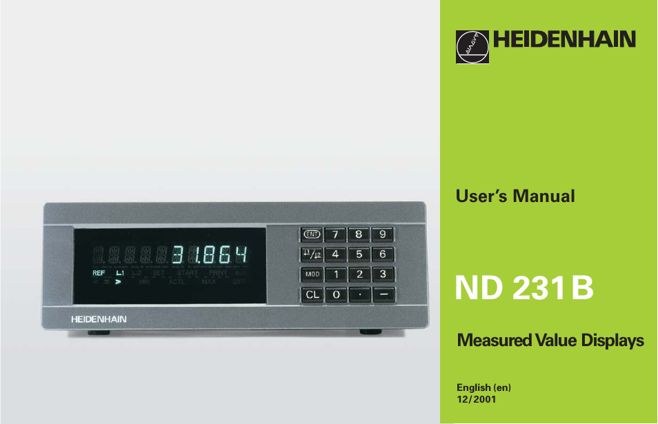 HEIDENHAIN ND 231 B v.2 User Manual | 56 pages