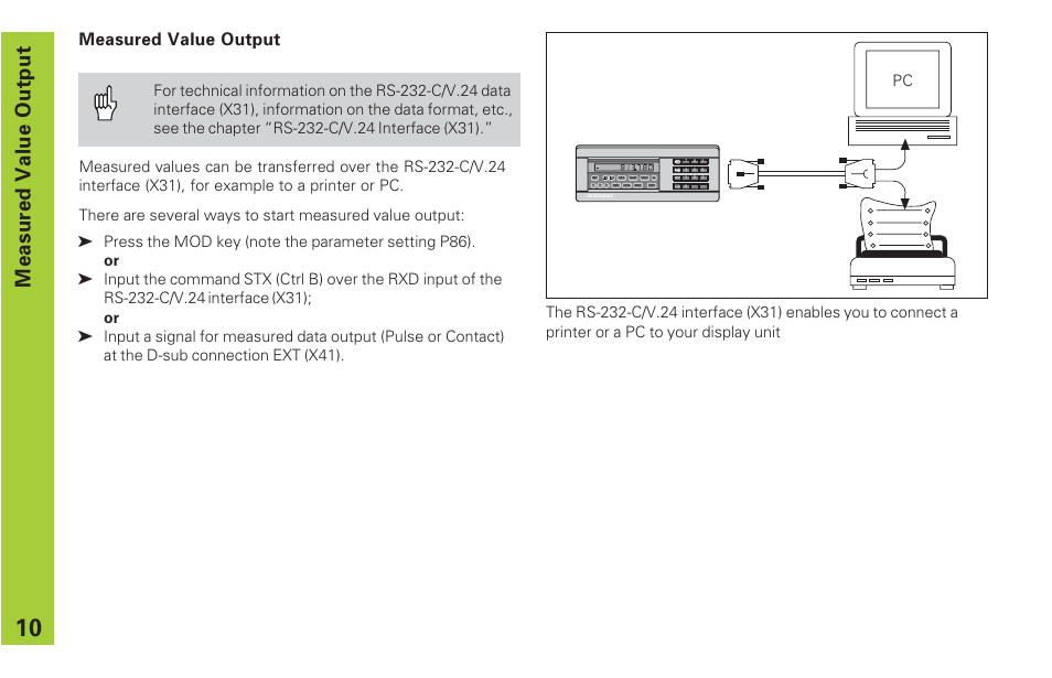 Measured value output | HEIDENHAIN ND 231 B v.2 User Manual | Page 10 / 56