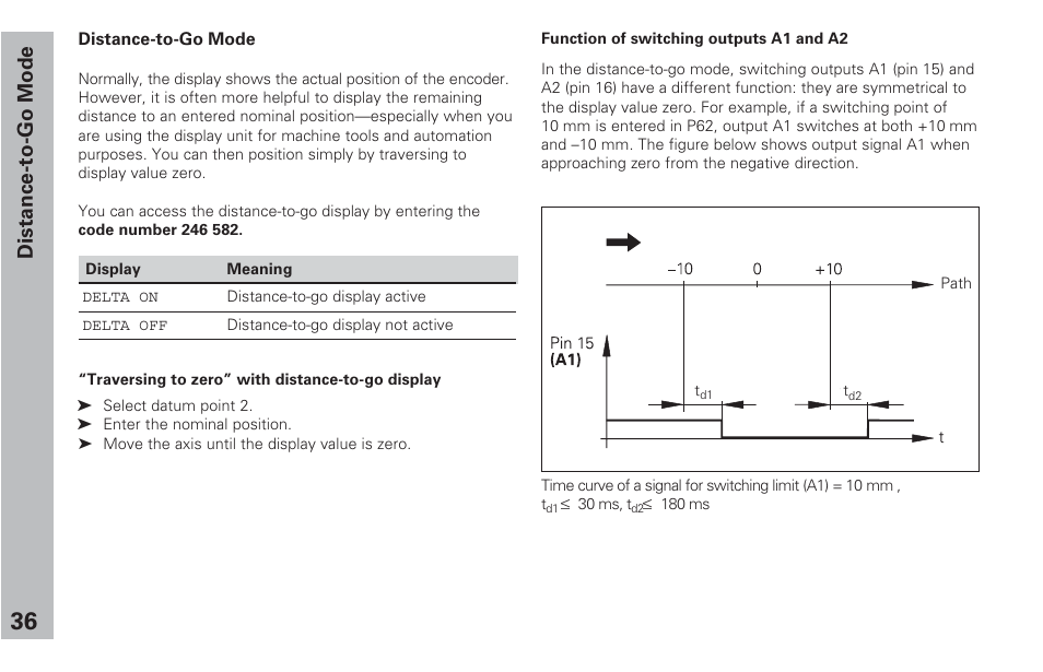 Distance-to-go mode | HEIDENHAIN ND 231 B v.2 User Manual | Page 36 / 56