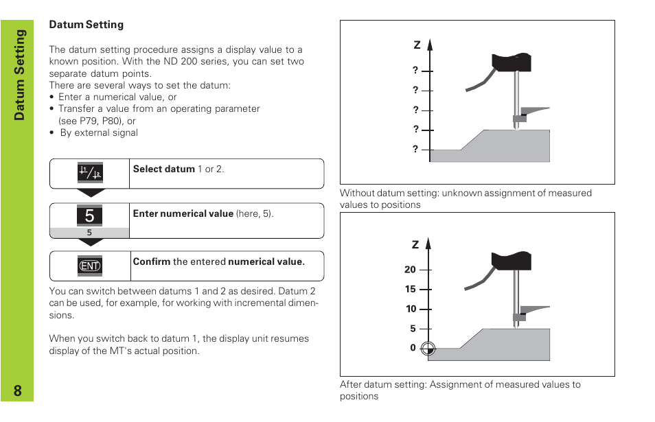 Datum setting | HEIDENHAIN ND 231 B v.2 User Manual | Page 8 / 56