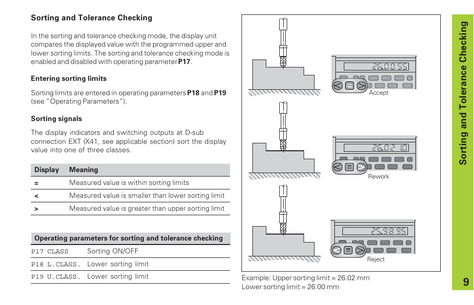 Sorting and tolerance c hecking | HEIDENHAIN ND 231 B v.2 User Manual | Page 9 / 56