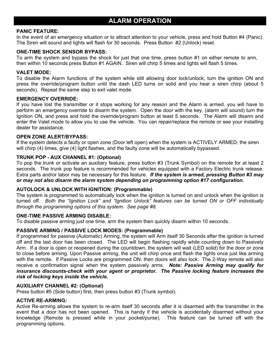 Alarm operation | Crimestopper Security Products CS-2008PC User Manual | Page 18 / 19