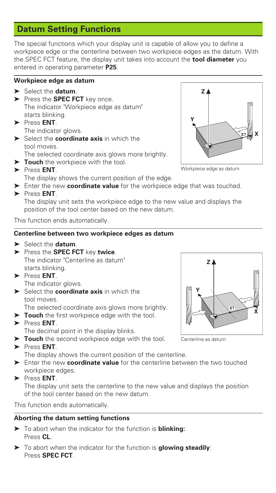 Datum setting functions | HEIDENHAIN ND 510 v.2 User Manual | Page 3 / 8