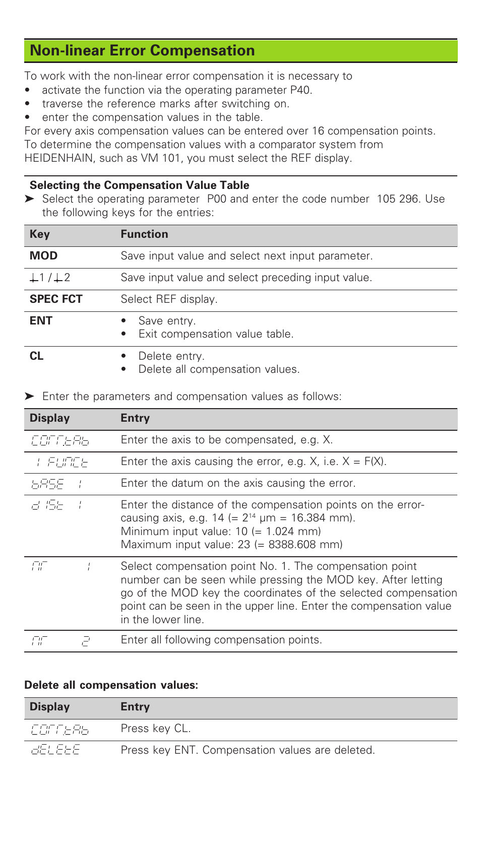 Non-linear error compensation | HEIDENHAIN ND 510 v.2 User Manual | Page 4 / 8