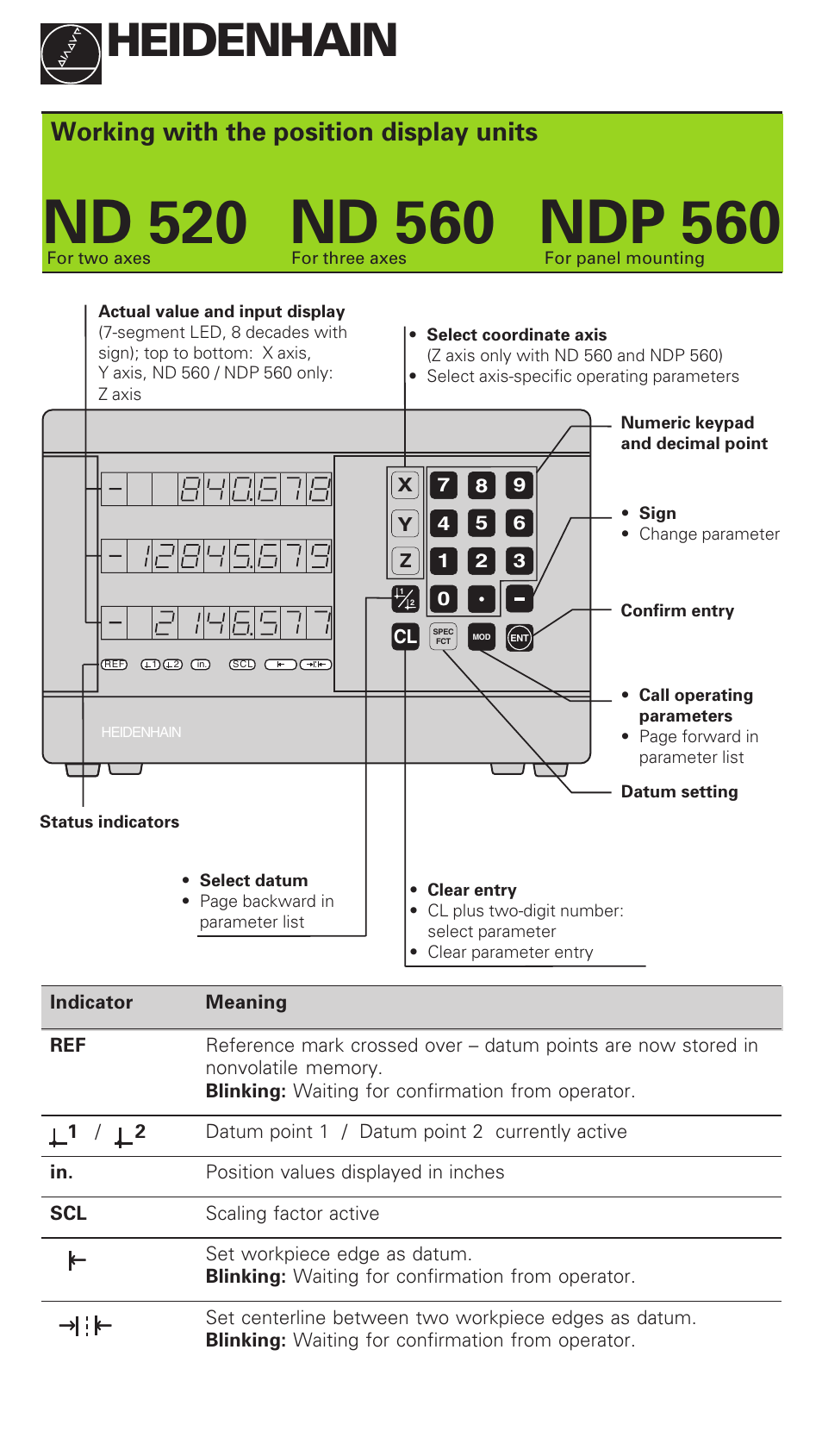 HEIDENHAIN ND 520 User Manual | 10 pages