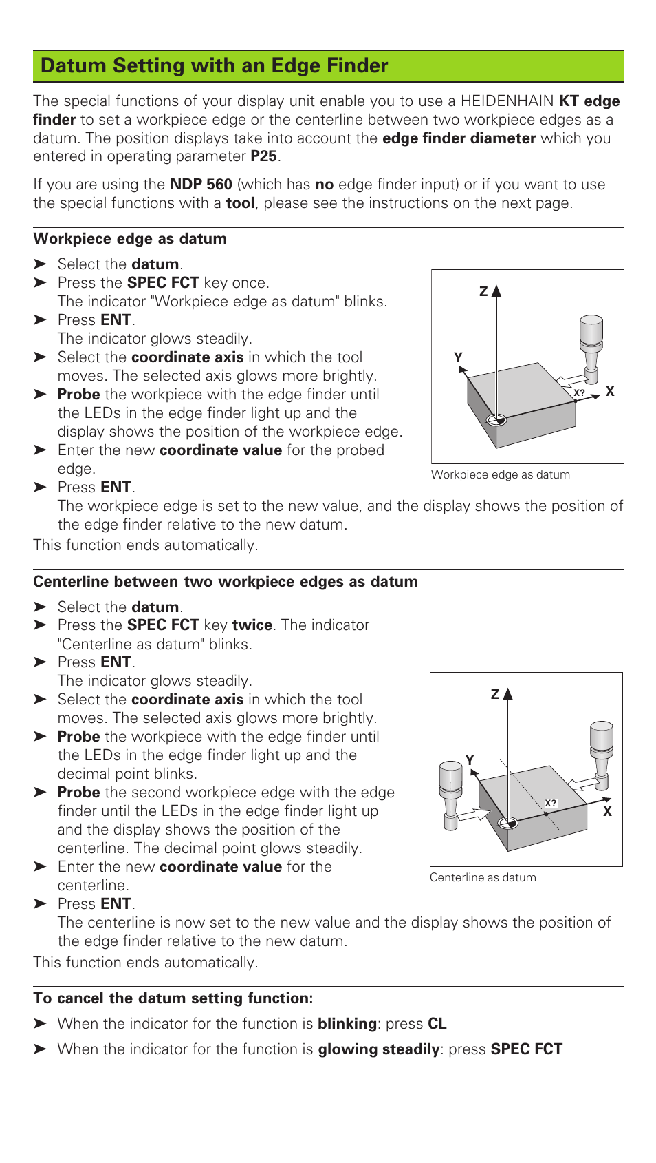 Datum setting with an edge finder | HEIDENHAIN ND 520 User Manual | Page 3 / 10