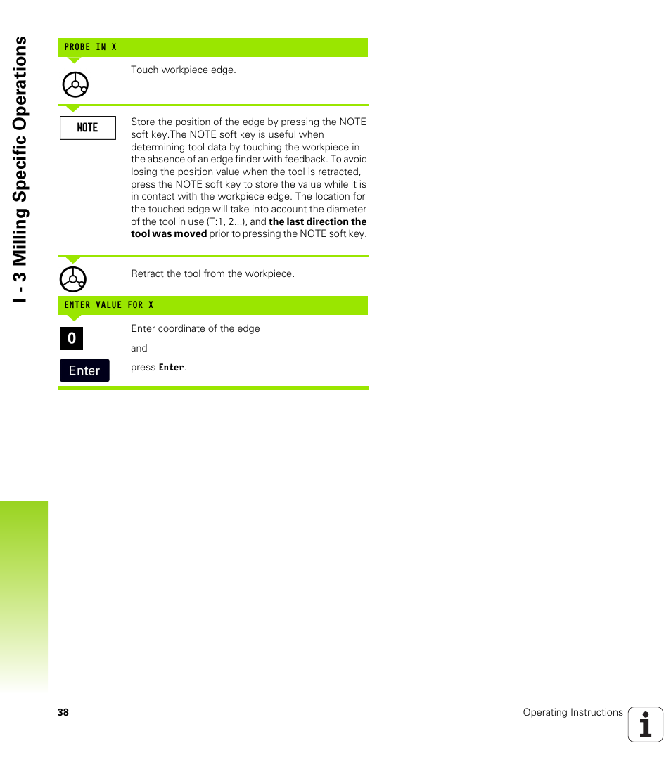 I - 3 milling specific oper ations | HEIDENHAIN ND 522 User Manual | Page 38 / 93