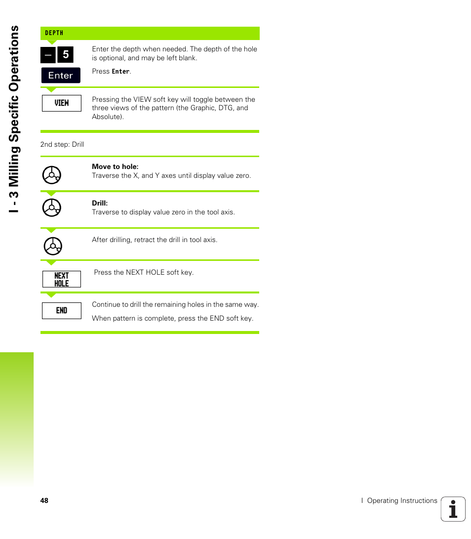 I - 3 milling specific oper ations | HEIDENHAIN ND 522 User Manual | Page 48 / 93