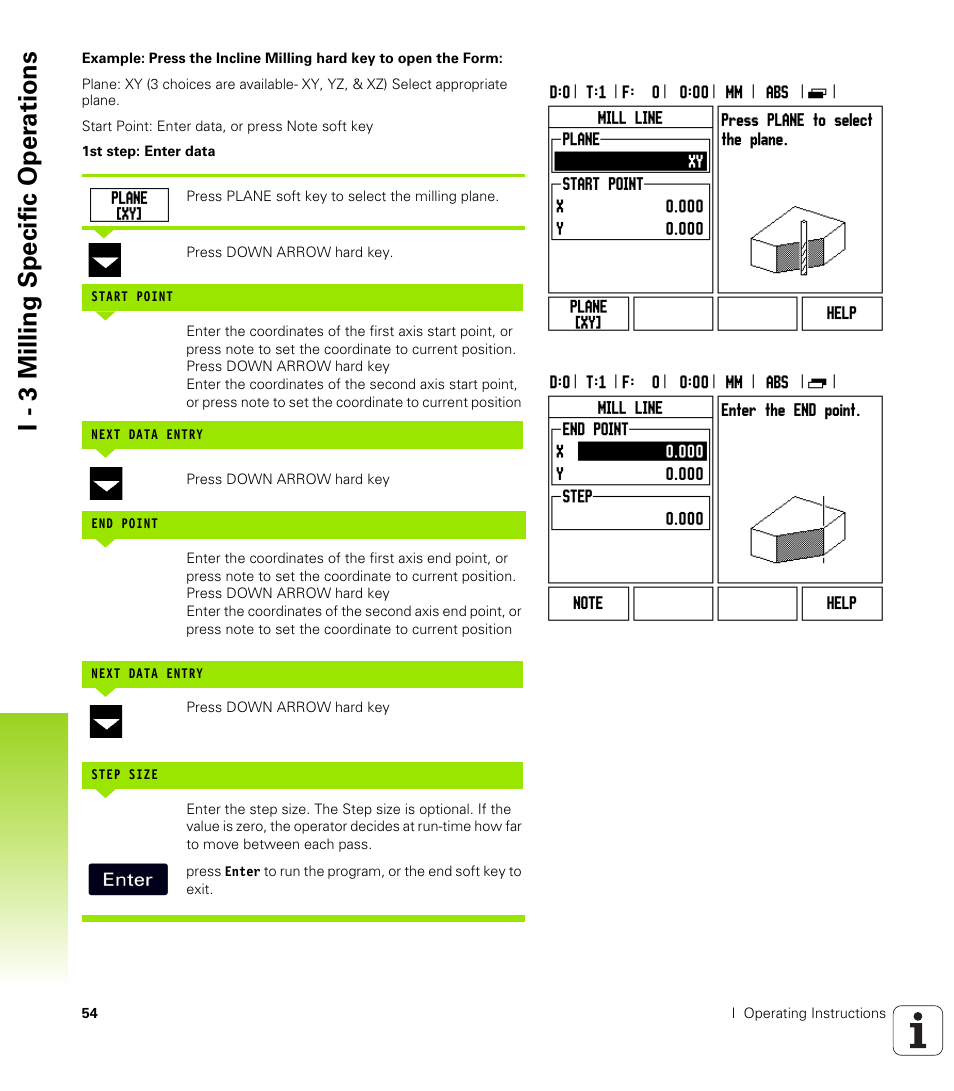 I - 3 milling specific oper ations | HEIDENHAIN ND 522 User Manual | Page 54 / 93