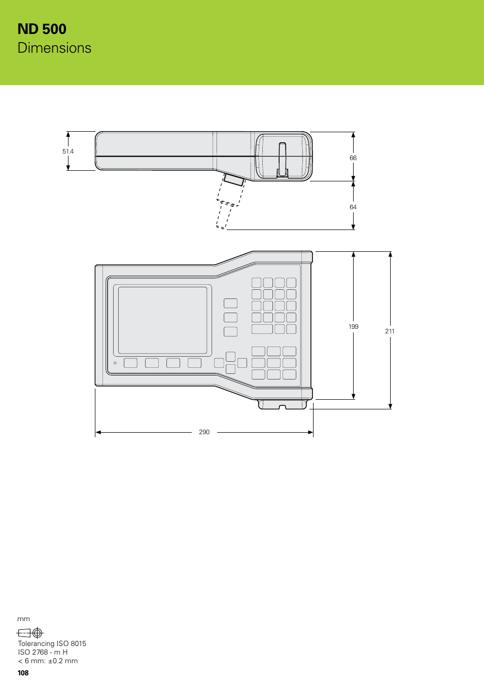 Nd 500, Dimensions | HEIDENHAIN ND 522 Installation User Manual | Page 108 / 112