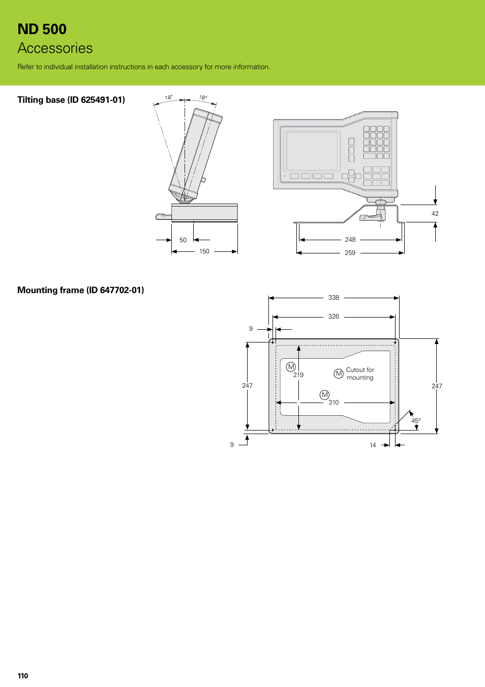 Nd 500 accessories | HEIDENHAIN ND 522 Installation User Manual | Page 110 / 112