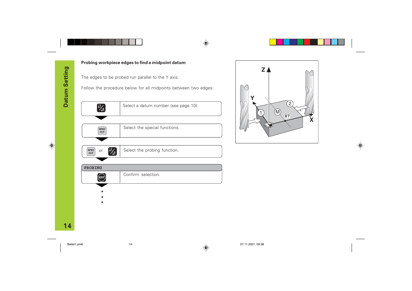 Datum setting | HEIDENHAIN ND 710 v.3 User Manual | Page 14 / 46