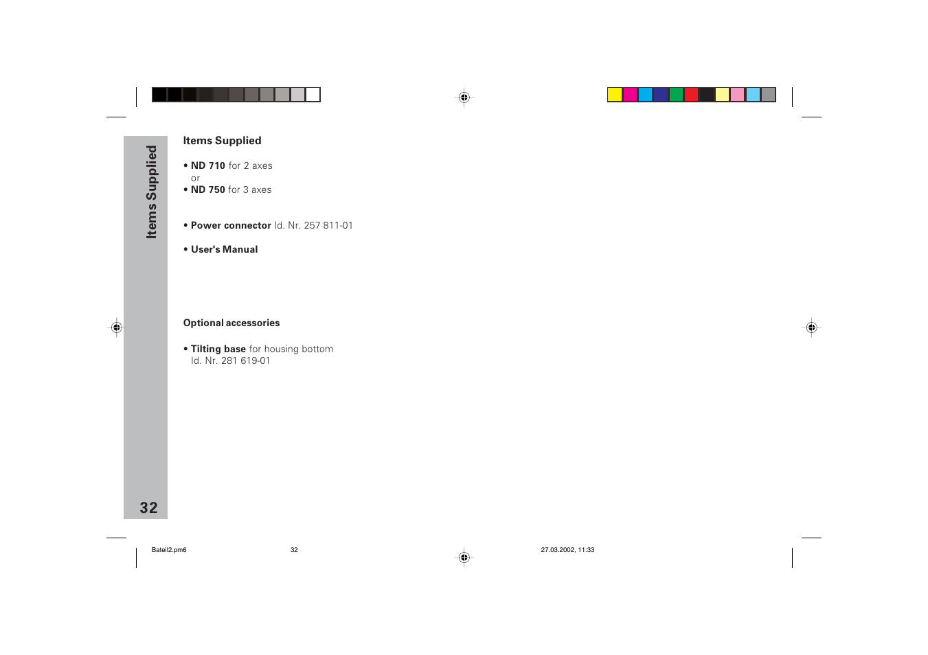 Items supplied | HEIDENHAIN ND 710 v.3 User Manual | Page 31 / 46